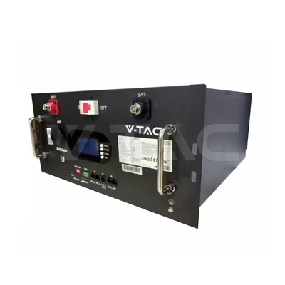 V-TAC 48V 9.6 kWh rack szekrénybe szerelhető, WiFi képes napelem akkumulátor, fekete - SKU 12684