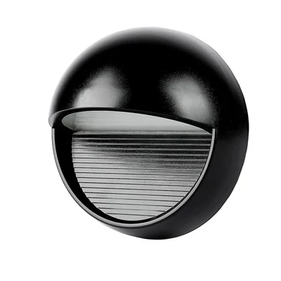 V-TAC 3W fekete LED lépcsővilágítás, kerek, IP65, meleg fehér - SKU 1404