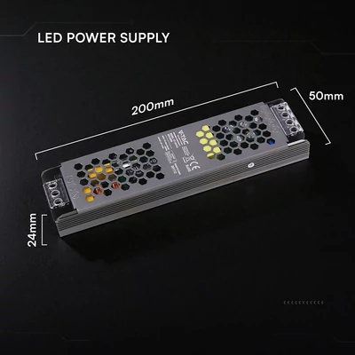 V-TAC IP20 slim fémházas LED tápegység 12V 75W 6.25A - SKU 24256