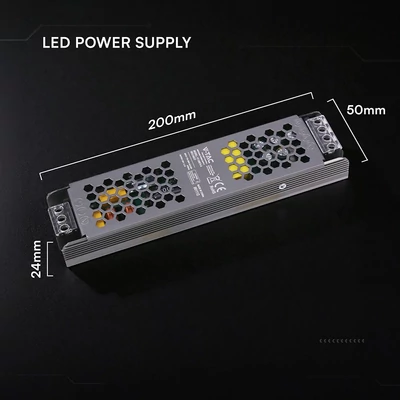 V-TAC IP20 slim fémházas LED tápegység 24V 75W 3.15A - SKU 24237