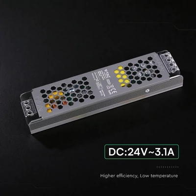 V-TAC IP20 slim fémházas LED tápegység 24V 75W 3.15A - SKU 24237