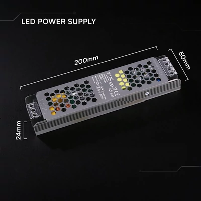 V-TAC IP20 slim fémházas LED tápegység 12V 120W 10A - SKU 24257