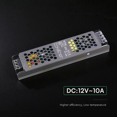 V-TAC IP20 slim fémházas LED tápegység 12V 120W 10A - SKU 24257