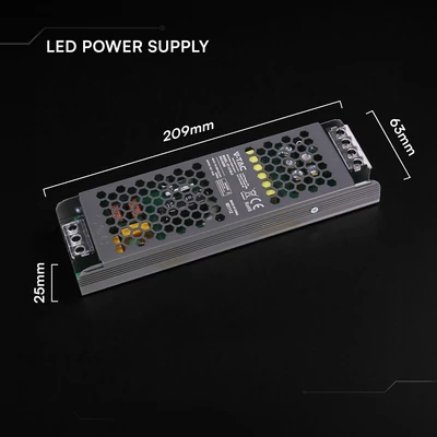 V-TAC IP20 slim fémházas LED tápegység 12V 150W 12.5A - SKU 24258