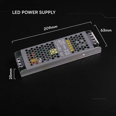V-TAC IP20 slim fémházas LED tápegység 24V 200W 8.25A - SKU 24240