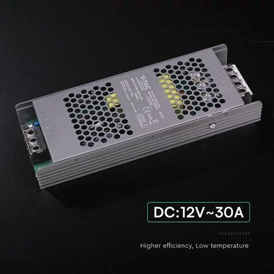 V-TAC IP20 slim fémházas LED tápegység 12V 300W 30A - SKU 24261