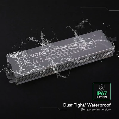 V-TAC IP67 slim fémházas LED tápegység 12V 100W 8.3A - SKU 24264