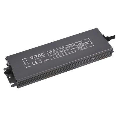 V-TAC IP67 slim fémházas LED tápegység 12V 150W 12.5A - SKU 24265