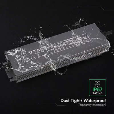 V-TAC IP67 slim fémházas LED tápegység 12V 150W 12.5A - SKU 24265