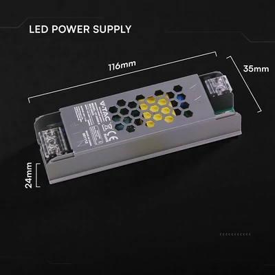 V-TAC IP20 slim fémházas LED tápegység 24V 36W 1.5A - SKU 24235