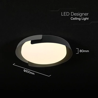 V-TAC okos dekoratív mennyezeti CCT LED lámpa, 48W, fekete és szürke szín, 500x80mm - SKU 24185