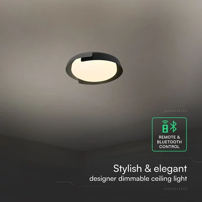 V-TAC okos dekoratív mennyezeti CCT LED lámpa, 48W, fekete és szürke szín, 500x80mm - SKU 24185