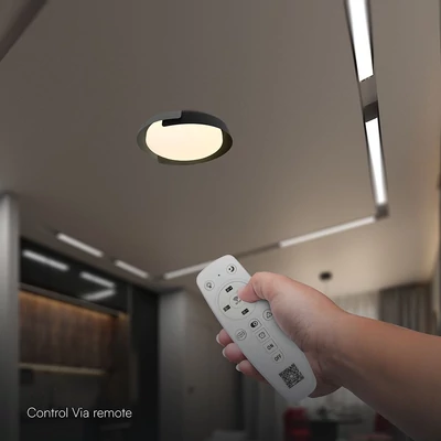 V-TAC okos dekoratív mennyezeti CCT LED lámpa, 48W, fekete és szürke szín, 500x80mm - SKU 24185