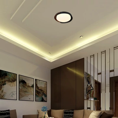 V-TAC okos dekoratív mennyezeti CCT LED lámpa, 48W, fekete és fa hatású, 500x80mm - SKU 24186