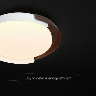 V-TAC okos dekoratív mennyezeti CCT LED lámpa, 48W, fehér és fa hatású, 500x80mm - SKU 24187
