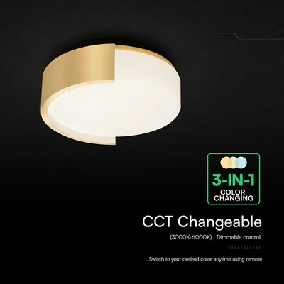 V-TAC okos dekoratív mennyezeti CCT LED lámpa, 48W, arany színű, 450x120mm - SKU 24190