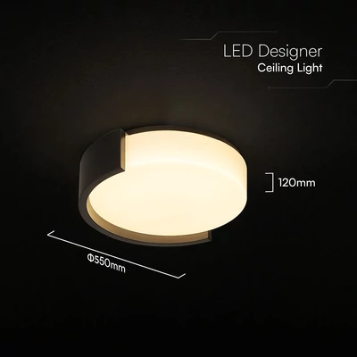 V-TAC okos dekoratív mennyezeti CCT LED lámpa, 63W, fekete színű, 550x120mm - SKU 24191