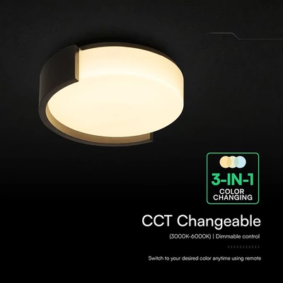 V-TAC okos dekoratív mennyezeti CCT LED lámpa, 63W, fekete színű, 550x120mm - SKU 24191