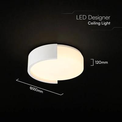 V-TAC okos dekoratív mennyezeti CCT LED lámpa, 63W, fehér színű, 550x120mm - SKU 24192