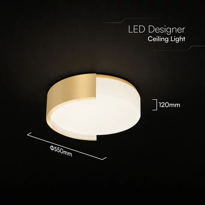 V-TAC okos dekoratív mennyezeti CCT LED lámpa, 63W, arany színű, 550x120mm - SKU 24193