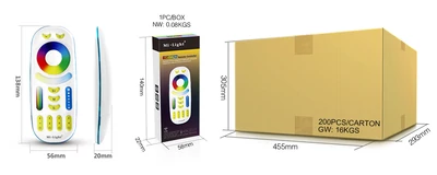 MiLight 4 zónás RGB+CCT fényerőszabályzó távirányító - FUT092-W