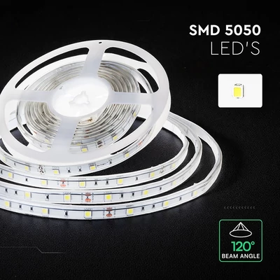 V-TAC LED szalag IP65 SMD 5050 chip 30 db/m hideg fehér - SKU 212144