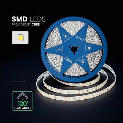 V-TAC CREE LED szalag IP20 SMD 2835 chip 168 db/m meleg fehér, CRI90 - SKU 2125966