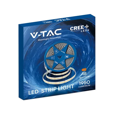 V-TAC CREE LED szalag IP20 SMD 2835 chip 238 db/m meleg fehér, 108 Lm/W - SKU 2125996