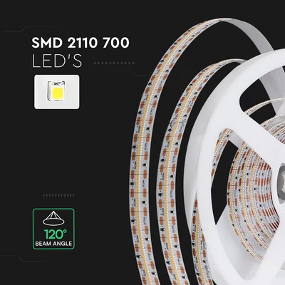 V-TAC LED szalag IP20 SMD 2110 chip 700 db/m természetes fehér CRI>90 - SKU 212603