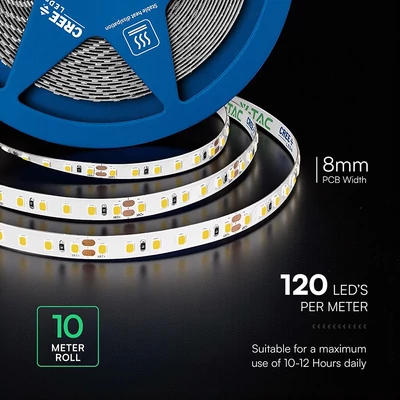 V-TAC CREE LED szalag IP20, SMD 2835 chip, 120 LED/m, természetes fehér - SKU 2126236