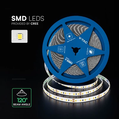 V-TAC CREE LED szalag IP20, SMD 2835 chip, 120 LED/m, természetes fehér - SKU 2126236