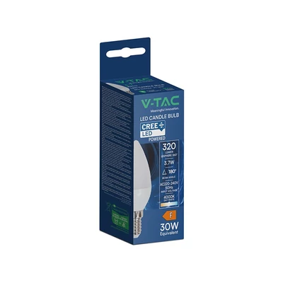 V-TAC CREE LED 3.7W E14 természetes fehér C37 LED gyertya égő - SKU 2141666