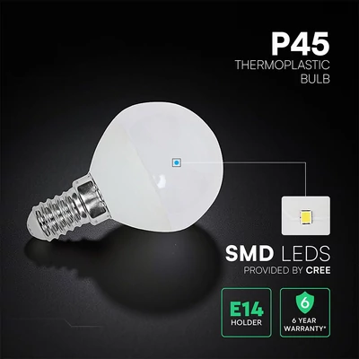 V-TAC CREE LED 3.7W E14 meleg fehér P45 LED kisgömb égő - SKU 2141236