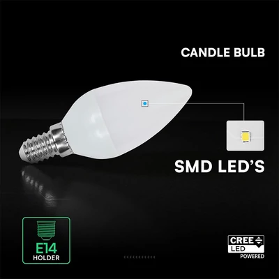 V-TAC CREE LED 4.5W E14 meleg fehér C37 LED gyertya égő - SKU 21421516