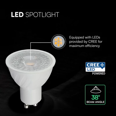 V-TAC GU10 CREE LED spot égő 4.5W meleg fehér 38° - SKU 211086
