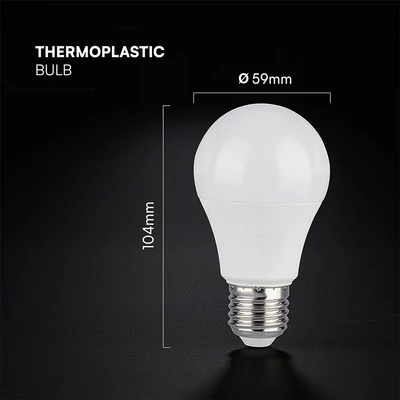V-TAC CREE LED 8.5W E27 meleg fehér A60 LED égő, 95 Lm/W - SKU 2172606