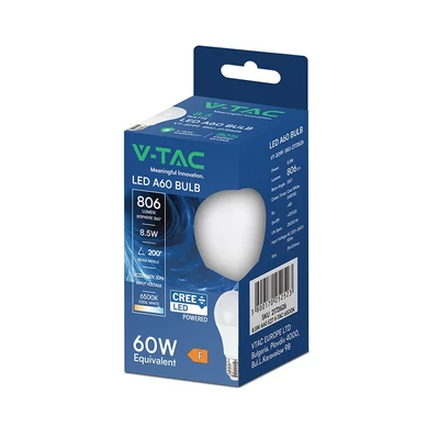 V-TAC CREE LED 8.5W E27 hideg fehér A60 LED égő, 95 Lm/W - SKU 2172626
