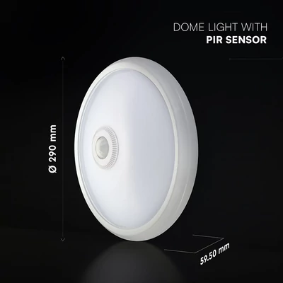 V-TAC 12W mennyezeti CREE LED lámpa, mozgásérzékelővel, természetes fehér - SKU 218086