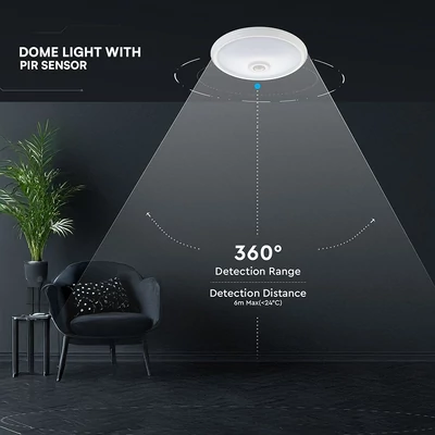 V-TAC 12W mennyezeti CREE LED lámpa, mozgásérzékelővel, természetes fehér - SKU 218086