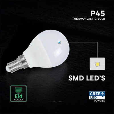 V-TAC 6.5W E14 természetes fehér P45 CREE LED égő - SKU 218646