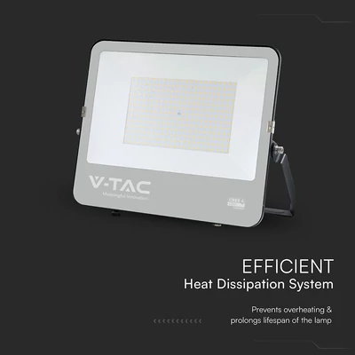 V-TAC D-széria CREE LED reflektor 200W hideg fehér 115 Lm/W, fekete ház - SKU 232216