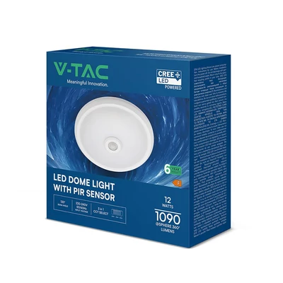 V-TAC CREE SMD 12W mennyezeti kerek LED lámpa, mozgásérzékelővel, CCT - SKU 234186
