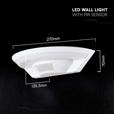 V-TAC CREE LED 10W fali LED lámpa, mozgásérzékelővel, természetes fehér - SKU 234216