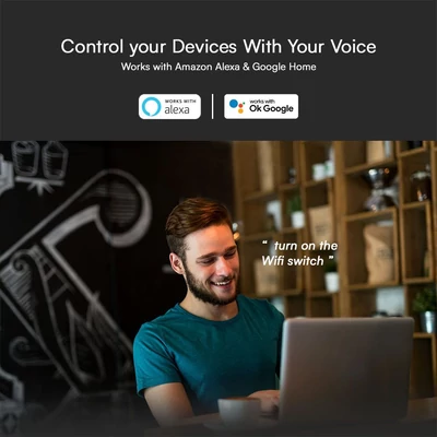 V-TAC SMART WiFi egysarkú kapcsoló, 10A-ig - SKU 23604