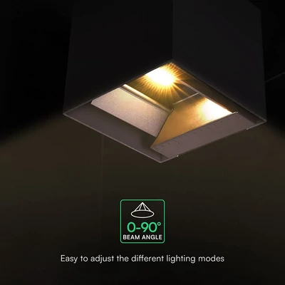 V-TAC 9W COB LED szolár fali fekete lámpa, szenzorral, CCT, Type-C csatlakozóval - SKU 23770-1