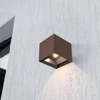 V-TAC 9W COB LED szolár fali Corten lámpa, szenzorral, CCT, Type-C csatlakozóval - SKU 23824-1