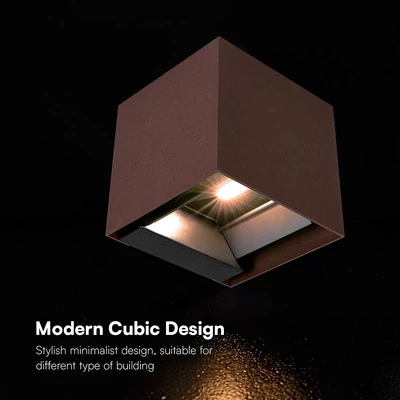 V-TAC 9W COB LED szolár fali Corten lámpa, szenzorral, CCT, Type-C csatlakozóval - SKU 23824-1