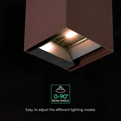 V-TAC 9W COB LED szolár fali Corten lámpa, szenzorral, CCT, Type-C csatlakozóval - SKU 23824-1