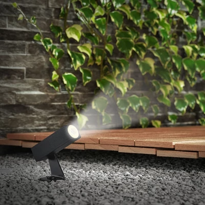 V-TAC DC24V 2W COB LED alumínium leszúrható lámpa, fekete szögletes házzal, meleg fehér - SKU 24008