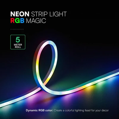 V-TAC 5V okos RGB neon futófény LED szalag szett IP20 SMD 30 db/m, távirányítóval - SKU 24050